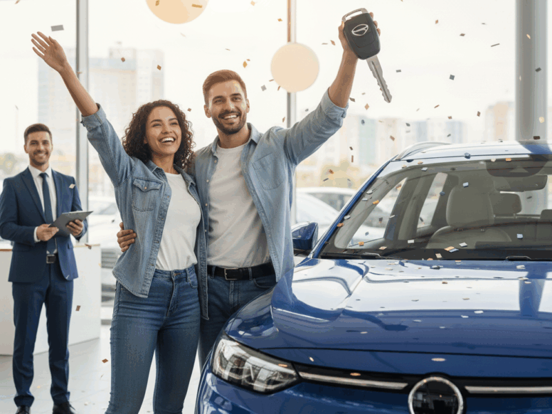 Emocion de comprar un auto nuevo de agencia