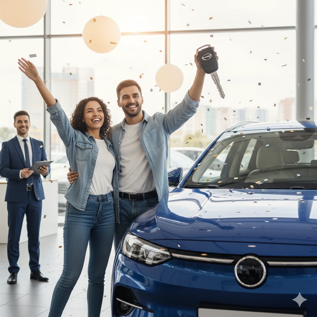 Emocion de comprar un auto nuevo de agencia